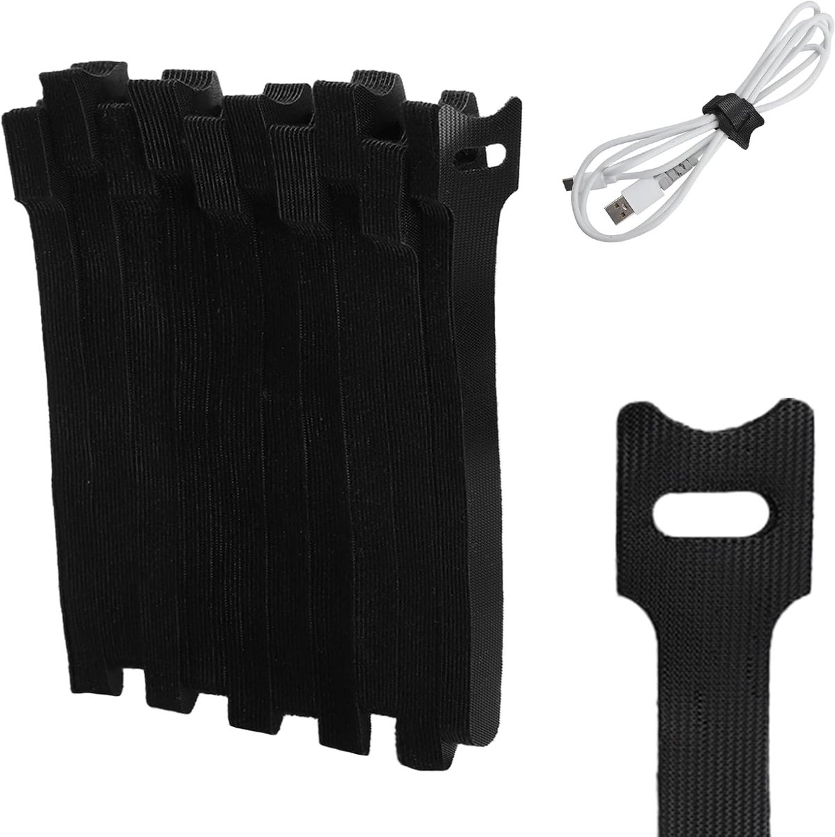 Kabelbinders set 100 stuks - herbruikbaar nylon - zwart - kabelmanagement voor bureau - ShopVlot