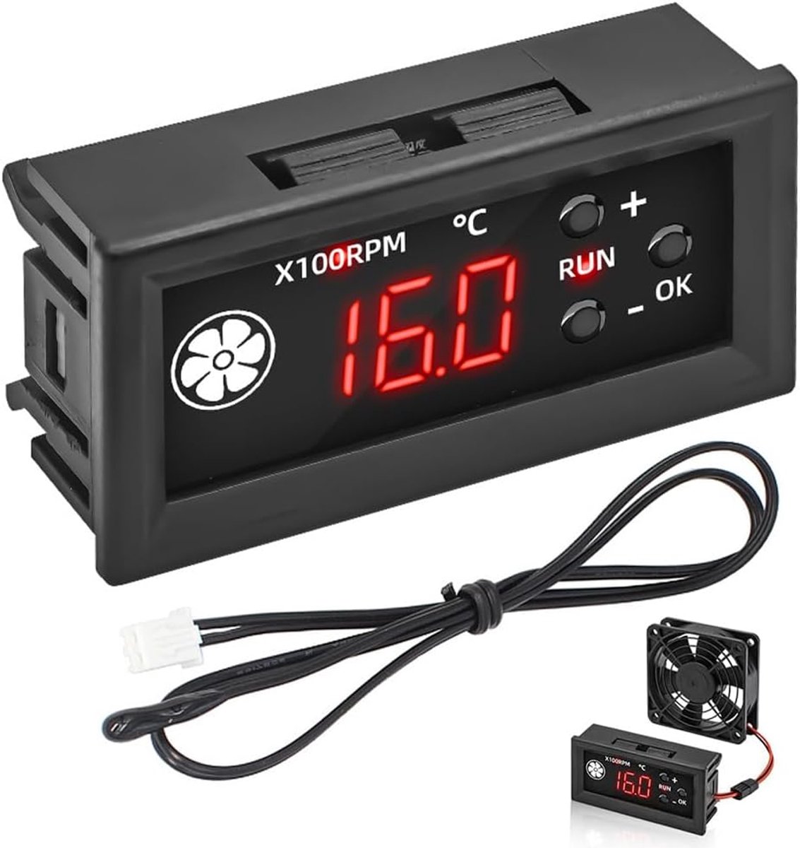 Ventilator snelheidsregelaar 12V - 4-draads temperatuurcontroller - digitaal display - automatisch in te stellen - ShopVlot