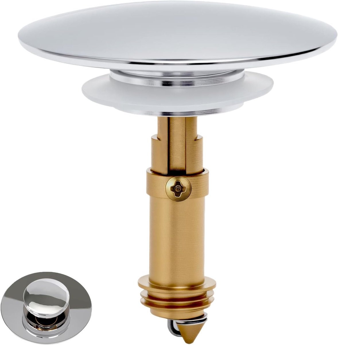 Wasbak Stopper Pop Up 66mm - Messing - Geschikt voor 36-39mm Afvoer - Eenvoudig in gebruik - ShopVlot
