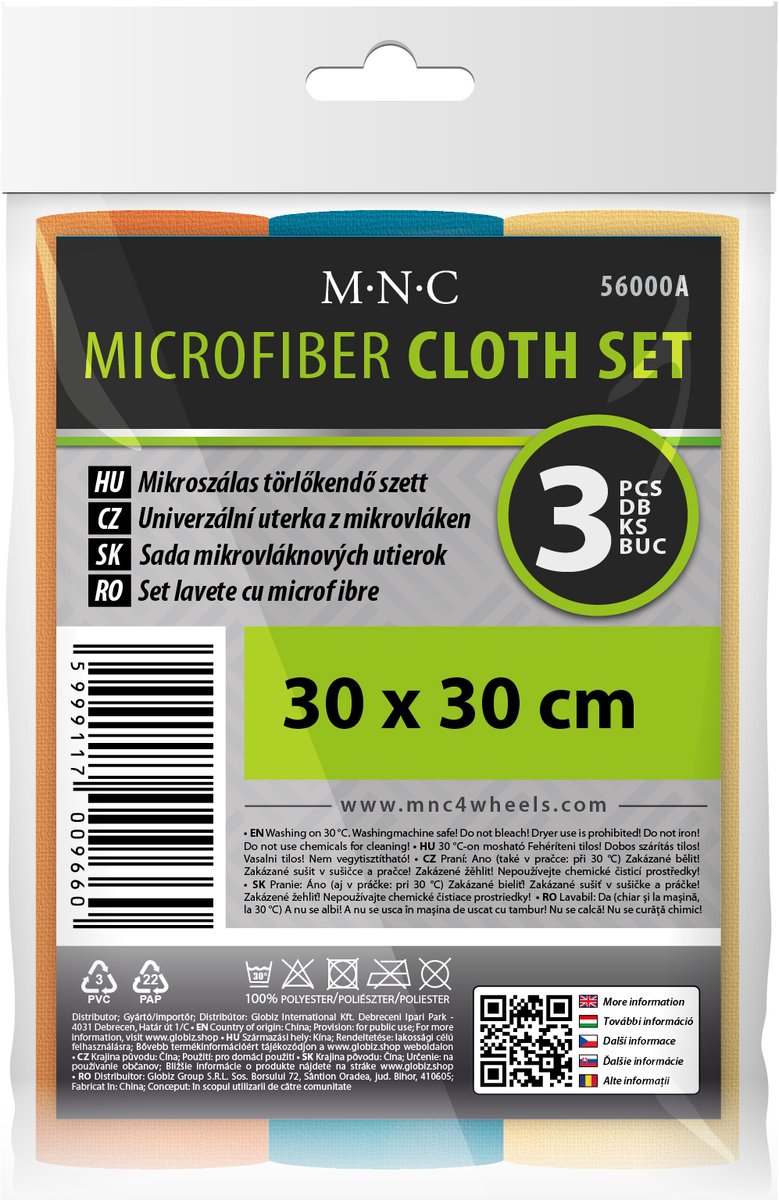 Universele Microvezel Schoonmaakdoeken 30×30 cm (3 st.) - Ideaal voor Auto-interieur, Glas & Delicate Oppervlakken [56000A]