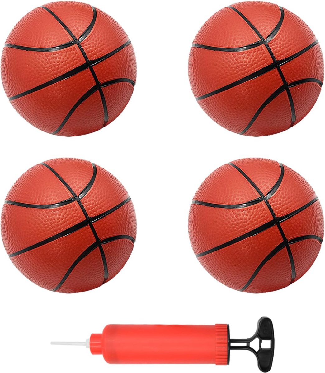 Mini basketbalset voor kinderen - set van 4 kleine ballen - inclusief pomp - ontwikkel motorische vaardigheden - ShopVlot