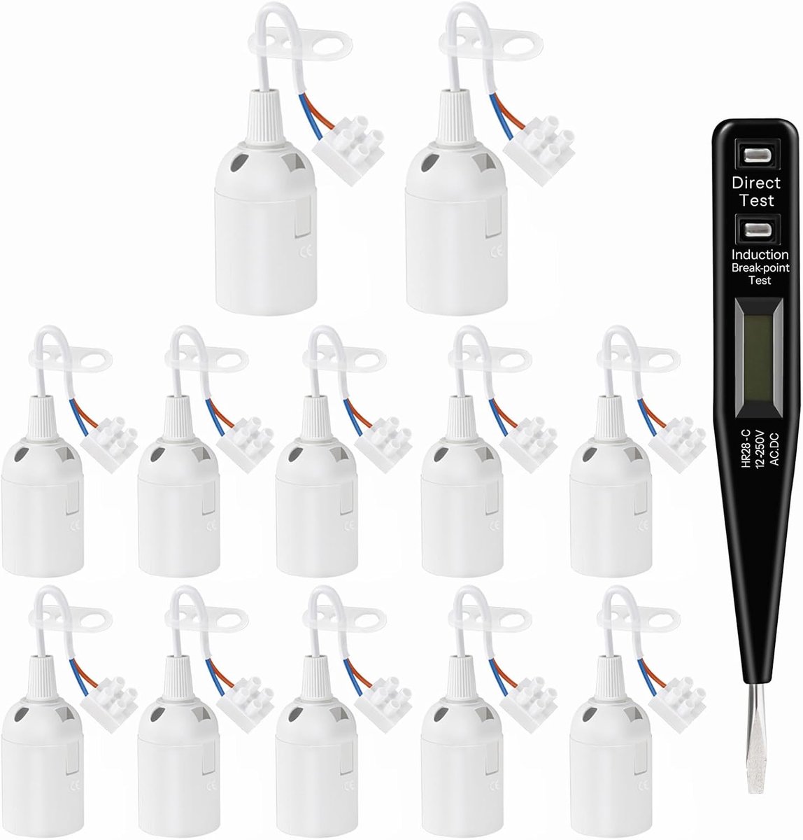 Lamp fitting E27 - Renovatie fitting met VDE spanning tester - Max. 60 W - Geschikt voor bouwplaats - ShopVlot