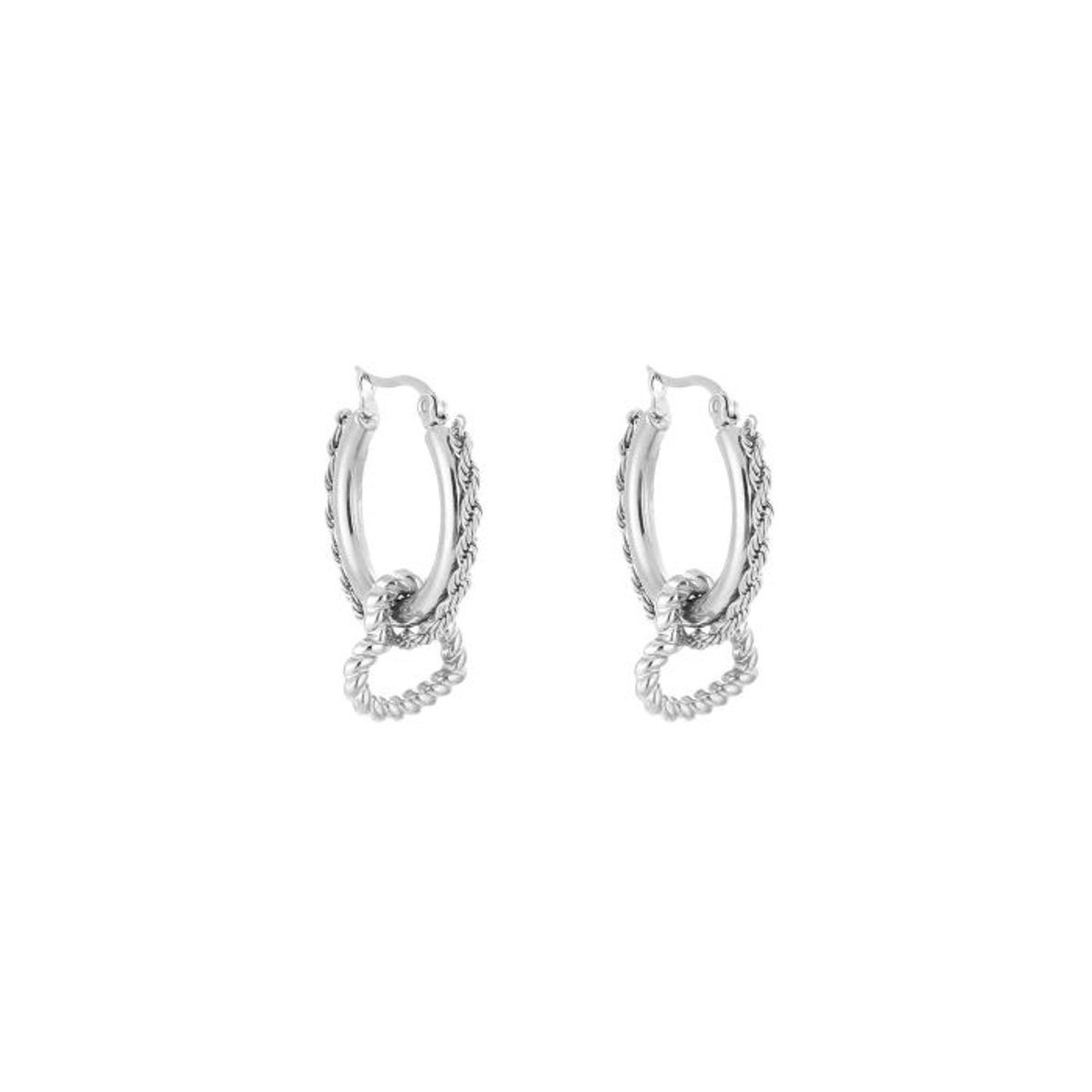 Oorbellen - rvs - zilver - rond met hart - cadeau tip