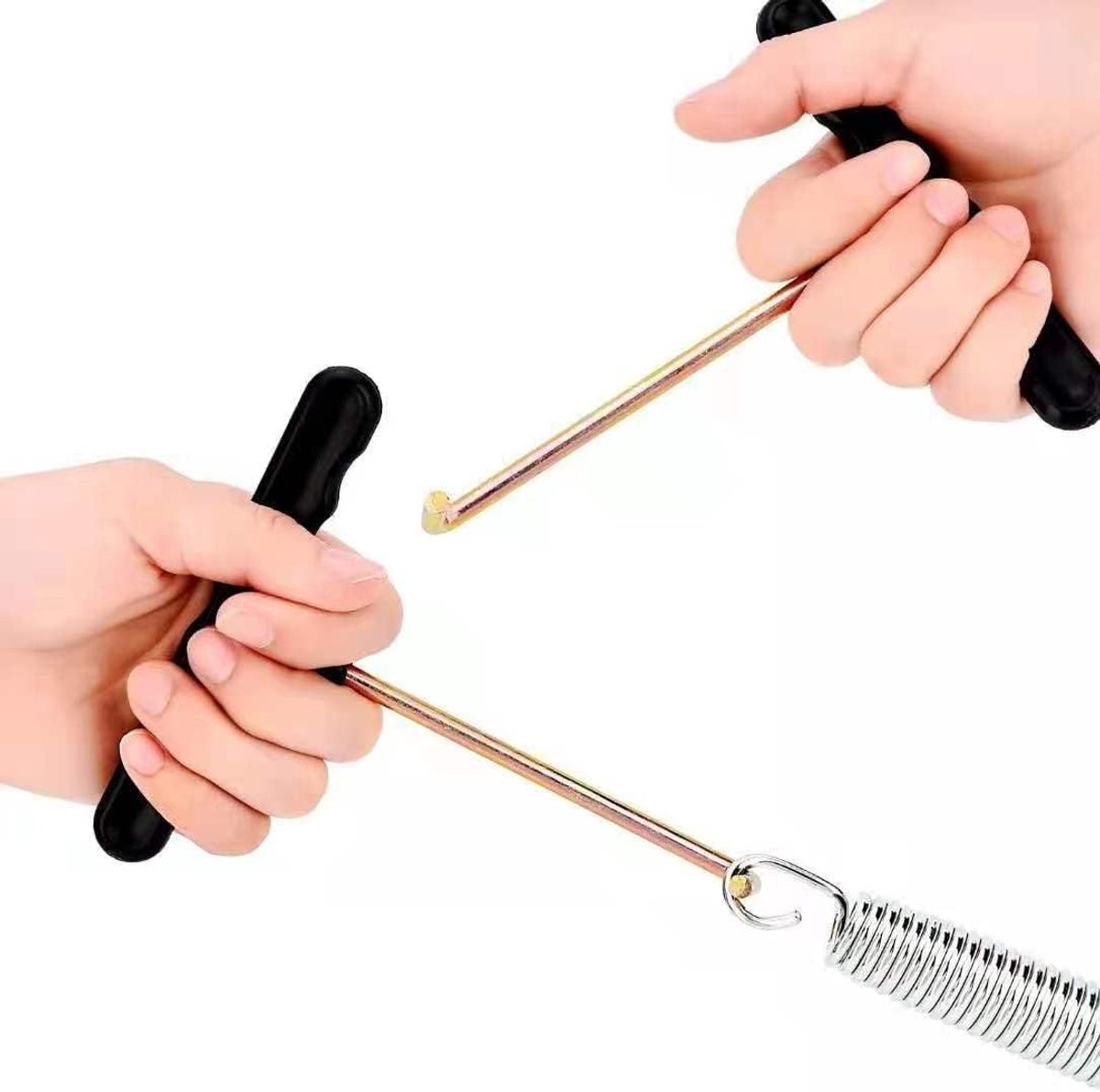 Trampoline spring tool - metalen trekhaak - rubberen handgreep - ideaal voor gemakkelijk opzetten - ShopVlot