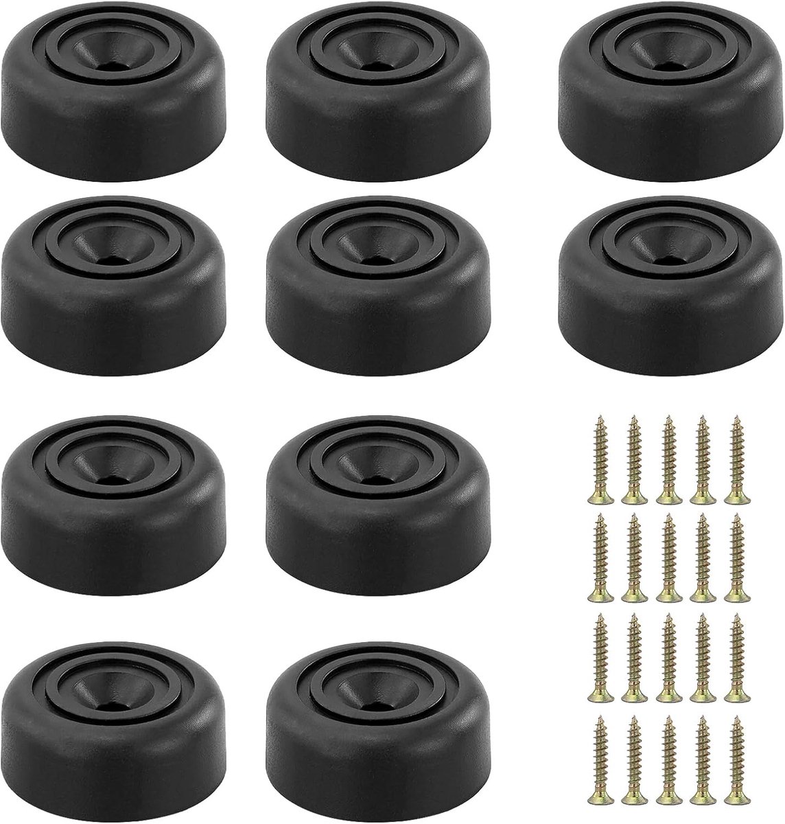 Meubelpoten Zwart Pack van 10 - Rond Diameter 33 x H 13 mm - Kunststof Voeten voor Meubels - ShopVlot