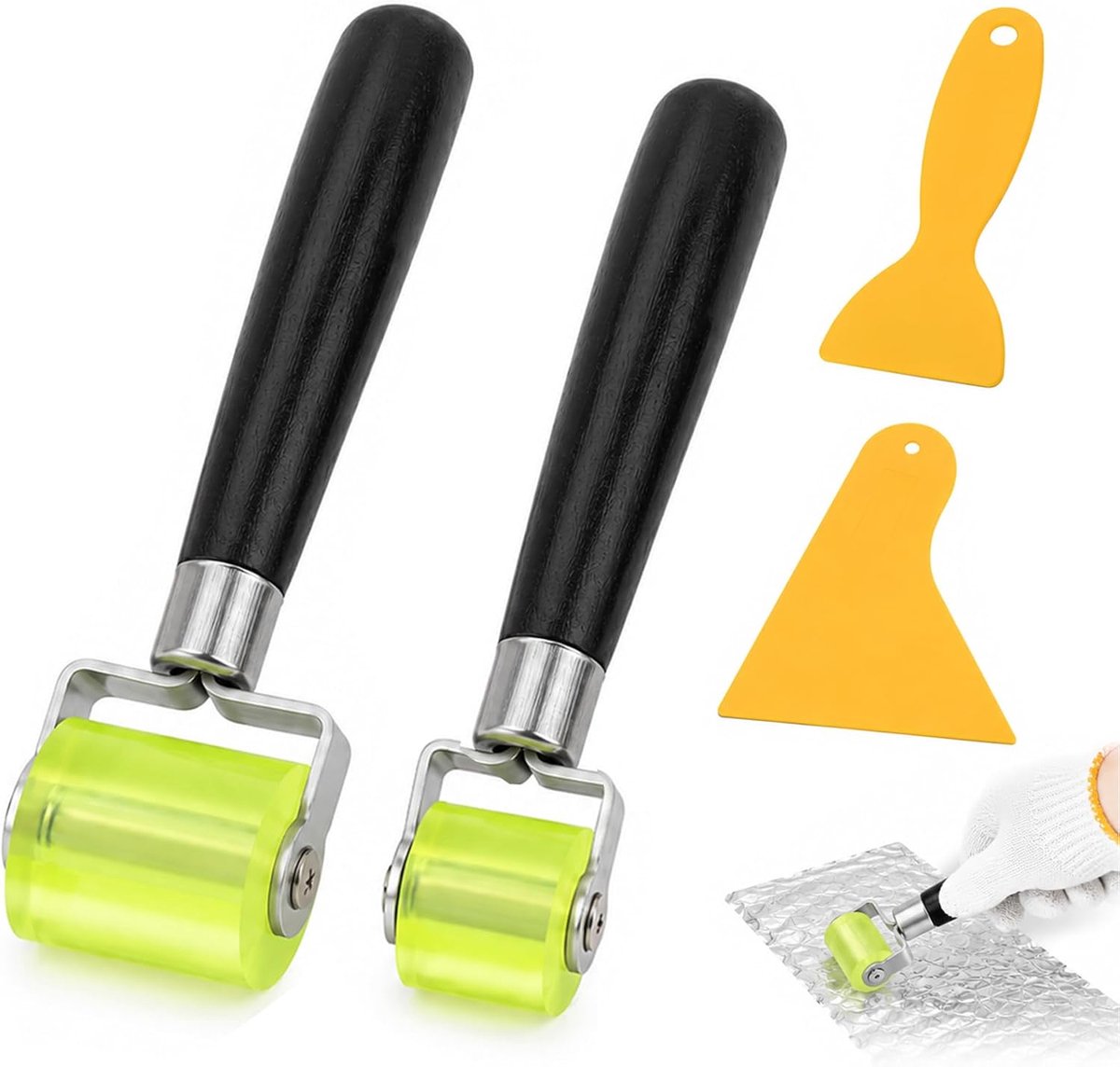 Drukroller set 2-delig - siliconen en kunststof - voor het afdichten en lassen van PVC zeilen - m-winkel