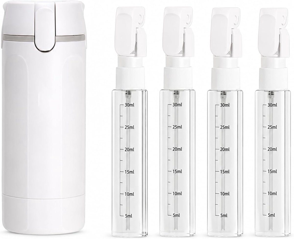 Reisdispenser 4-in-1 - Wit - Lekvrij - Ideaal voor toilettas - ShopVlot