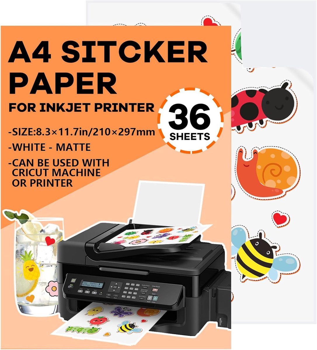 A4 stickerpapier - vinyl zelfklevend - waterproof en scheurbestendig - ideaal voor inkjet en laserprinters - ShopVlot