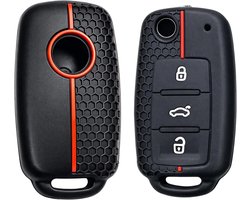 Autosleutelhoes zwart met rode accenten - sportief design - geschikt voor VW, Skoda, Seat - beschermt tegen krassen - m-winkel