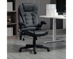MODFU Bureaustoel - Hoge Rugleuning - Massage - Kunstleer - Zwart - Draaibaar