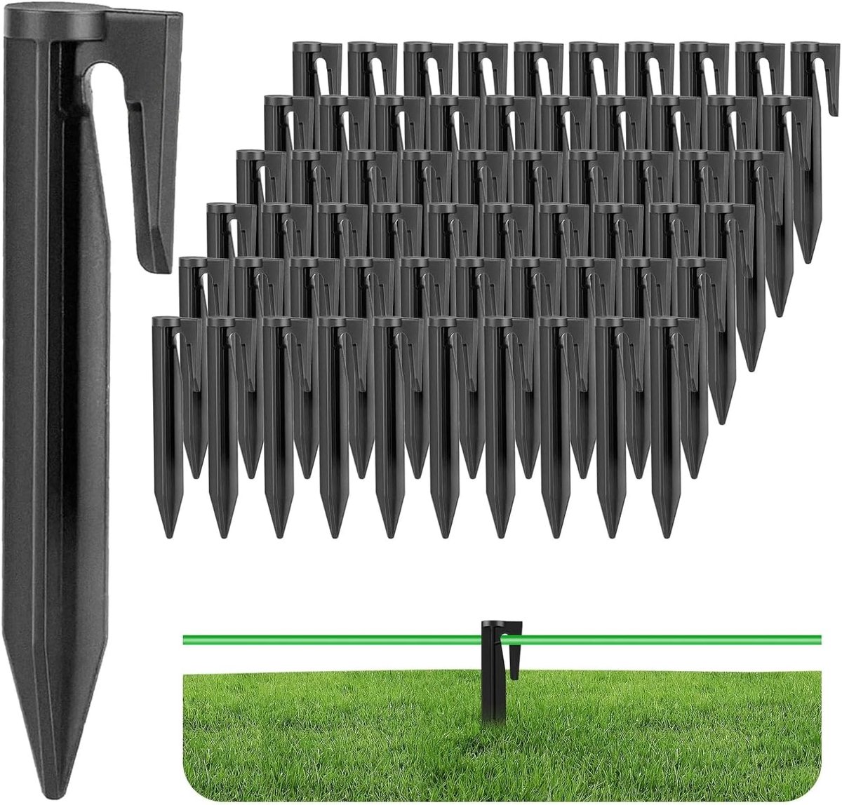 Grasrandpinnen 100pcs - 8,5cm Zwarte Tuinborder Pinnen - Duurzaam Plastic - Beveilig kabels voor robotmaaiers - SnelShoppen