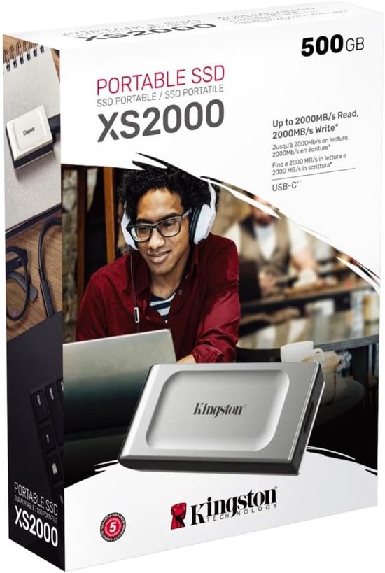 Draagbare SSD - Externe Opslag Snelle Schijf - Bestanden Overzetten - USB 3.2 Gen 2x2 - 500GB - Zwart — afbeelding 4