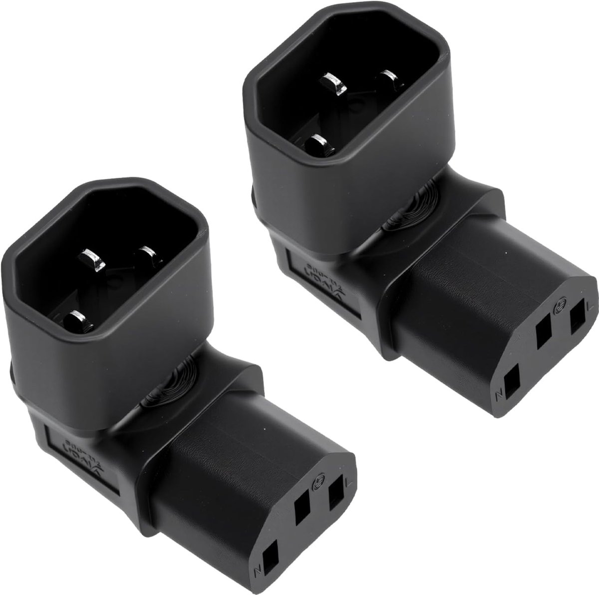 IEC C14 naar C13 stroomkabel 90 graden - 2 stuks - hoogwaardig materiaal - ideaal voor computer en HDTV - SnelShoppen