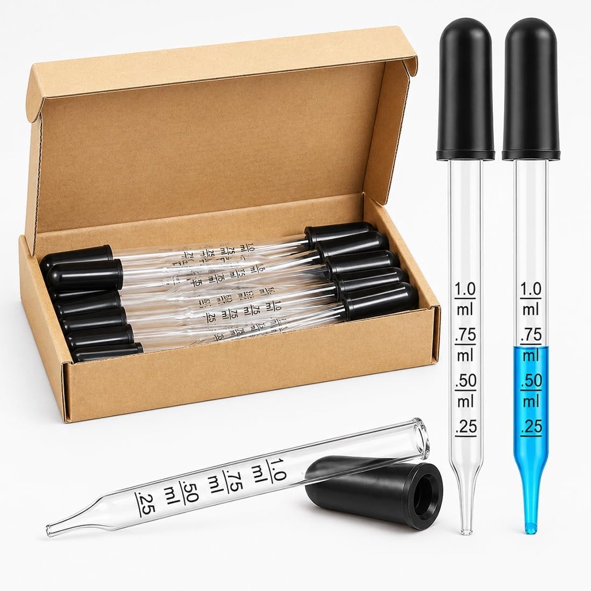 Pipetten kunststof 1 ml - 20 stuks - met druppelteller - ideaal voor laboratoriumgebruik - SnelShoppen