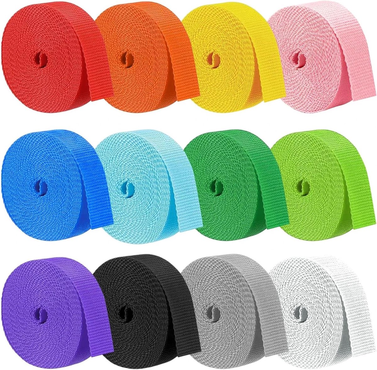 Katoenen riem 12 rollen 5m - polypropyleen naai riem - waterdicht en UV-bestendig - ideaal voor DIY-projecten - SnelShoppen