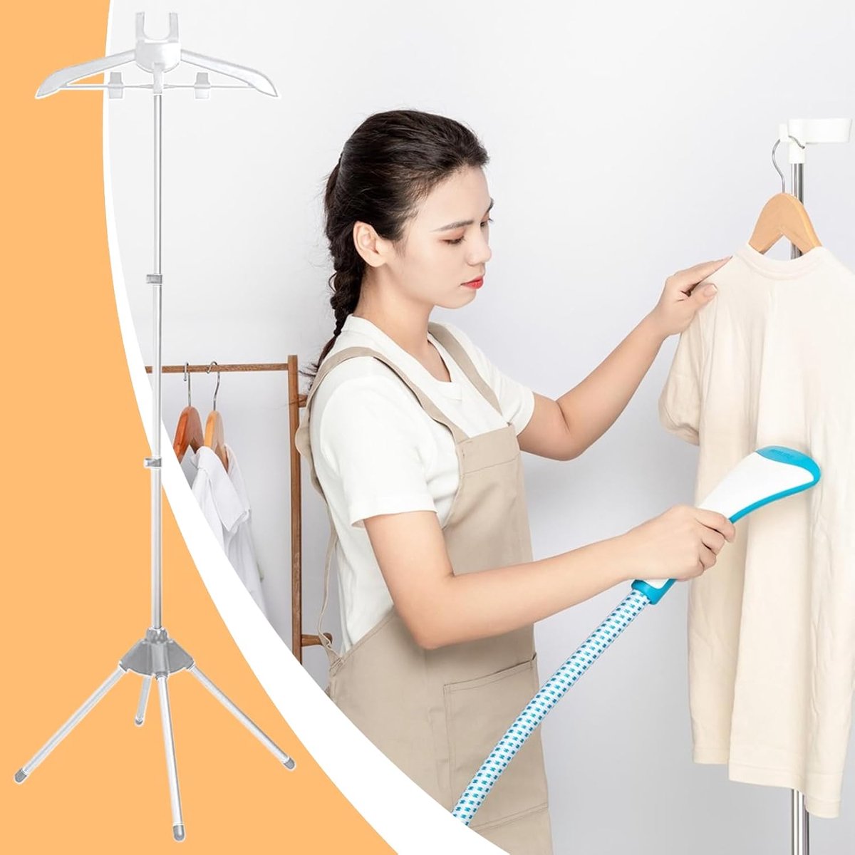 Kledingstomer Stand - Stoomrek Kleding - Kleding Stomen - 360 Graden Roterend - 160 cm - Grijs