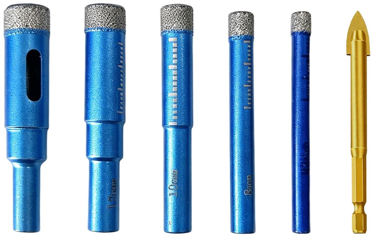 Set van 5 diamantboren voor tegels - keramische boren met koelwas - ideaal voor porselein en graniet - SnelShoppen