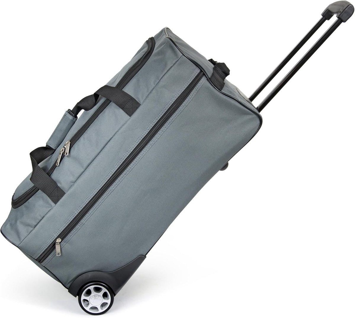 Rode trolley-reistas – grote reistas met wielen en telescopische trekstang, ruim hoofdvak en zijvak met ritssluiting – handbagagekoffer ideaal voor reizen en weekendjes weg