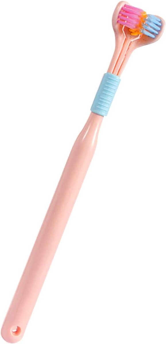 3-zijdige Tandenborstel - Allround Tandenborstel - Bescherming Mondgezondheid - V-vormige Opzetborstel - 19.5 cm - Roze