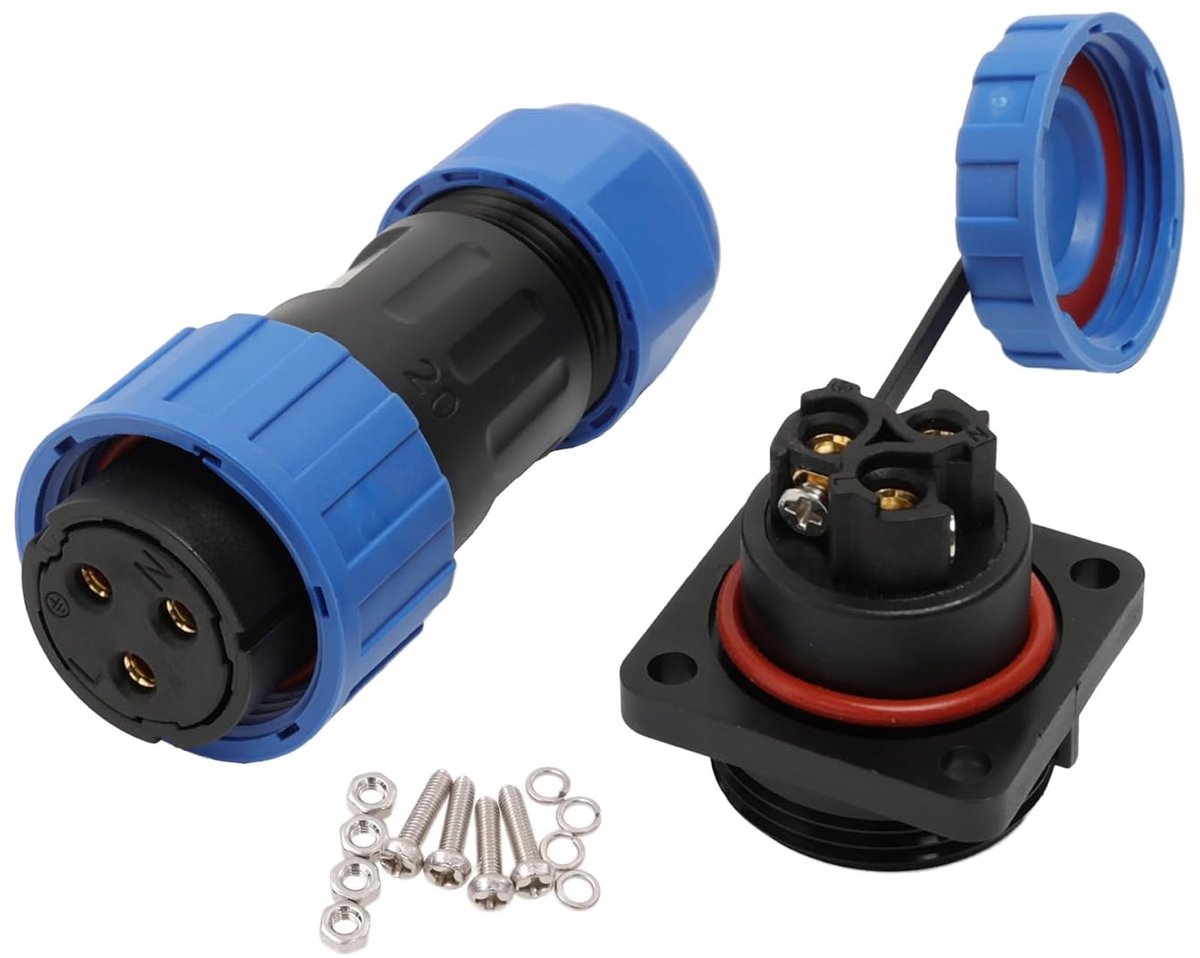 TY20 3 Pin 25A Paneelmontage Connector, Vrouwelijk Mannelijk Plug Socket, Waterdicht Schroefbedraad Snelle Ontkoppeling voor Power Automotive Outdoor Apparaat