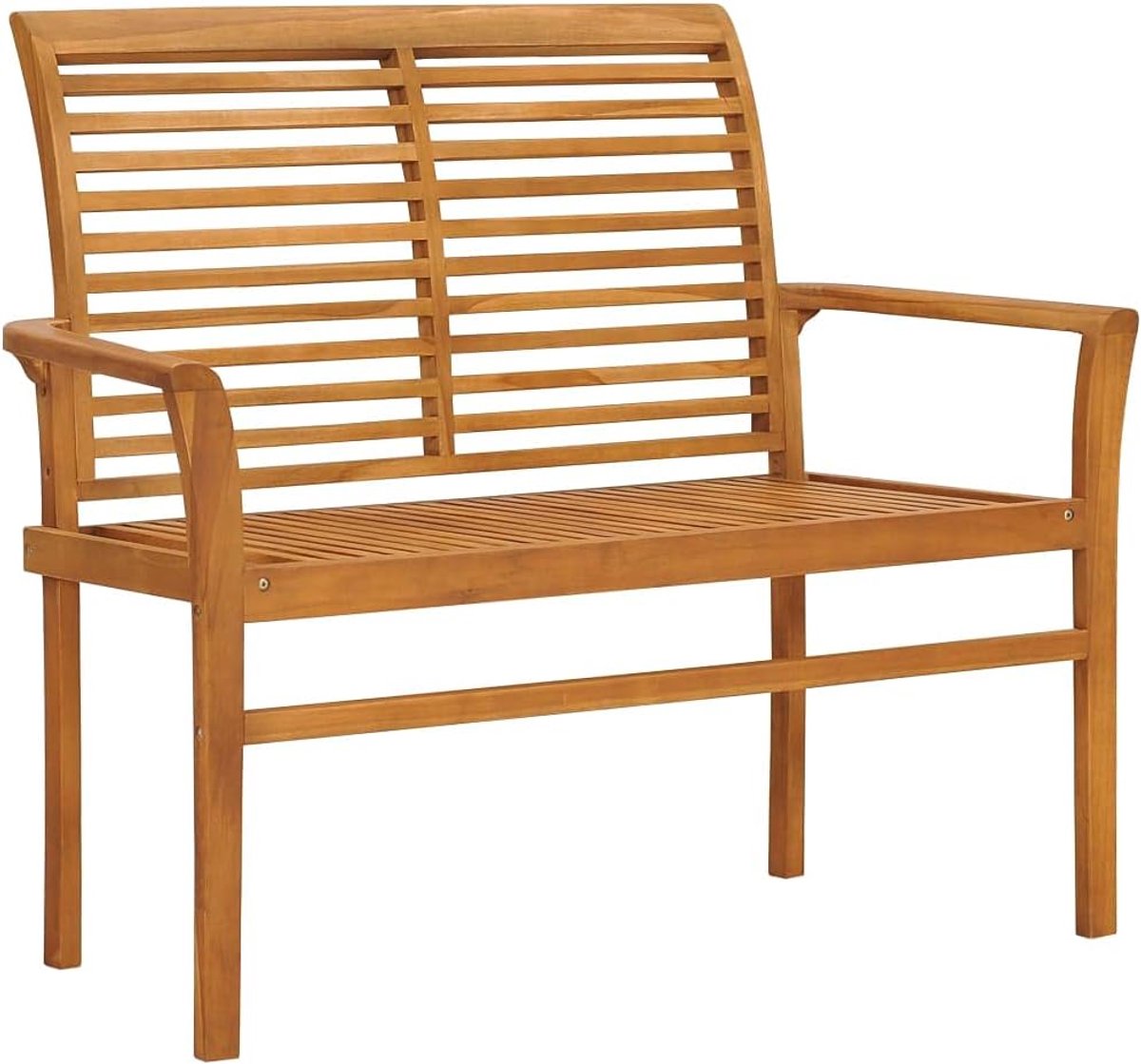 Tuinbank 112 cm, massief houten teakbank voor buiten, elegant en praktisch, technisch gedroogd en fijn geslepen, warme houtkleur, geraffineerde look, montage