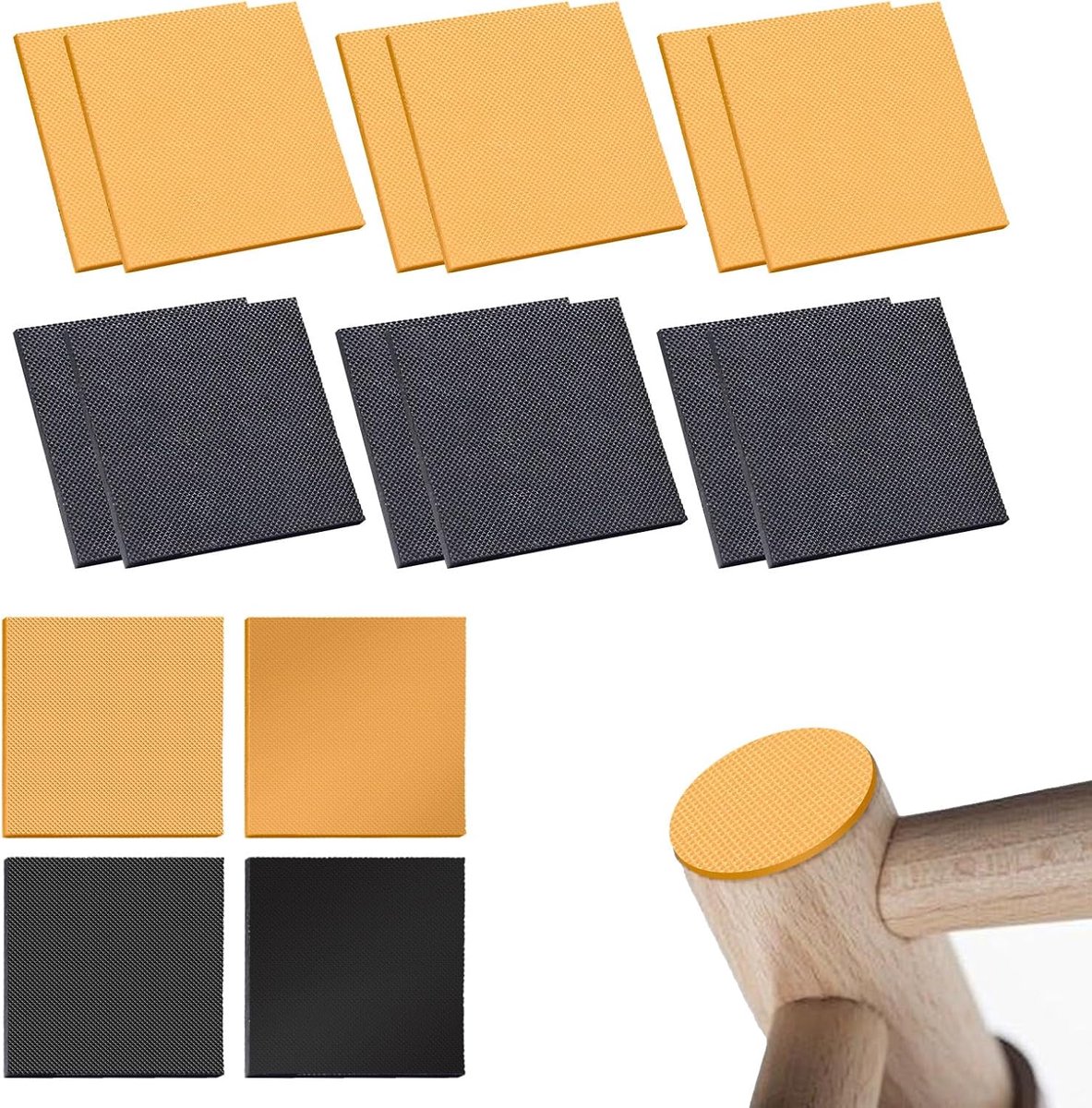 16 stuks, 6 x 6 x 3,5 cm, antislip pads voor hoge hakken, reparatie van vierkante hielen van rubber, rubberen patches voor hakken en sandalen