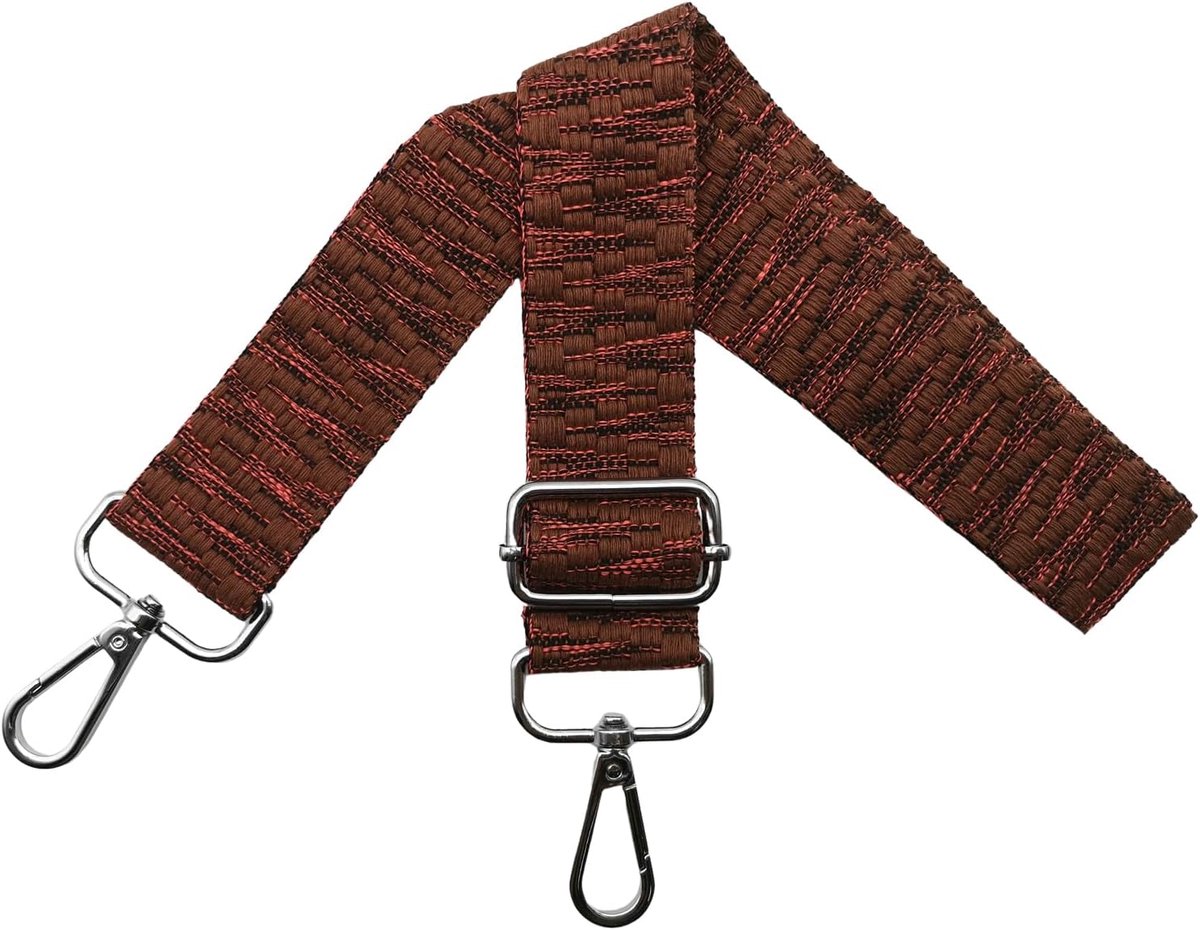 Tasriemen om te wisselen, verstelbare schouderriem voor tas, tasriem, breed, 3,8 cm, met zilveren karabijnhaak, schouderriem, tasband, draagriem voor handtassen, zwarte basis/bruin, S18