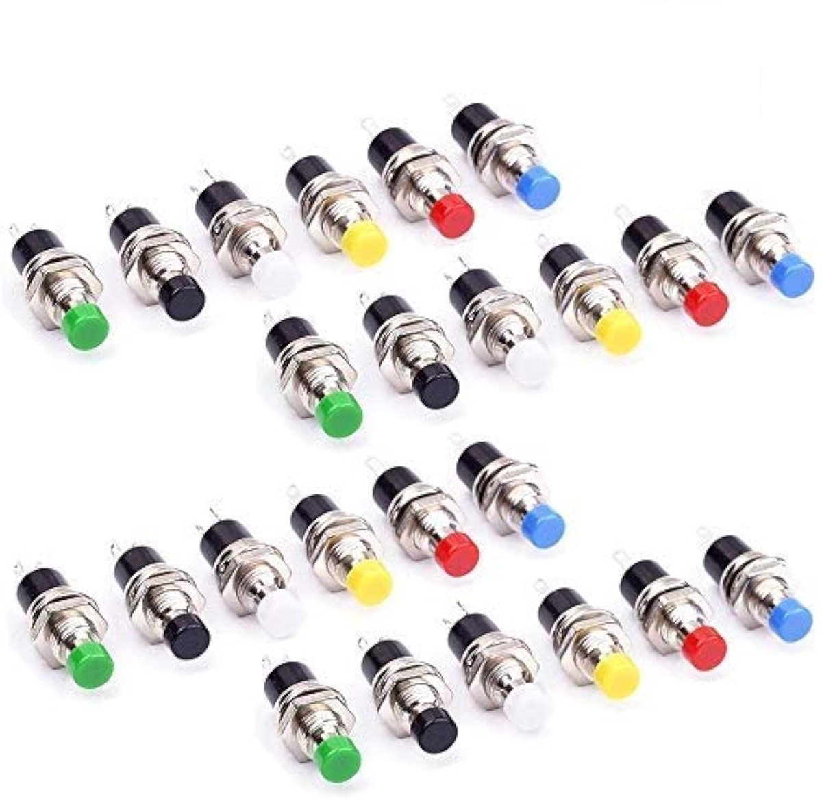 24 Stks 1A 250 V AC 2Pins SPST Momentary Mini Drukknop Schakelaar Normaal Open, Mini Momentary Drukknop Schakelaar 7mm voor Arduino DIY