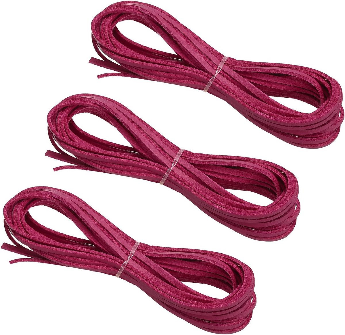 Kunstsuède lederen koord, 3 rollen 3 mm x 5,5 meter platte synthetische lederen strips voor ketting armband sieraden kralen doe-het-zelf ambachten, lichtrood (totaal 16,5 meter)