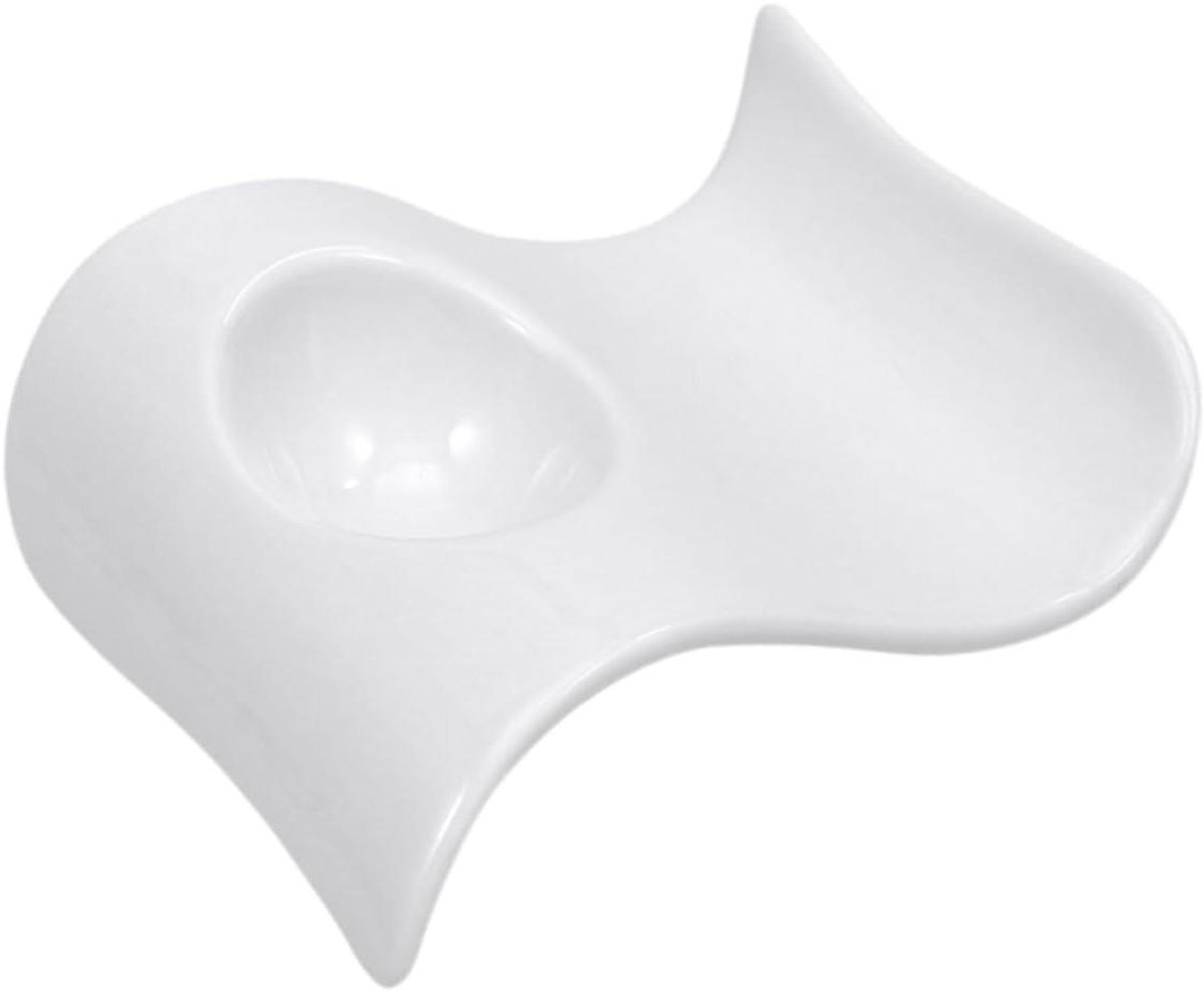 Keramiek Eierdop Houder - Eierhouder Schaal - Ontbijt Serveren - Krasbestendig Porselein - 13.5x8x3.5cm - Wit