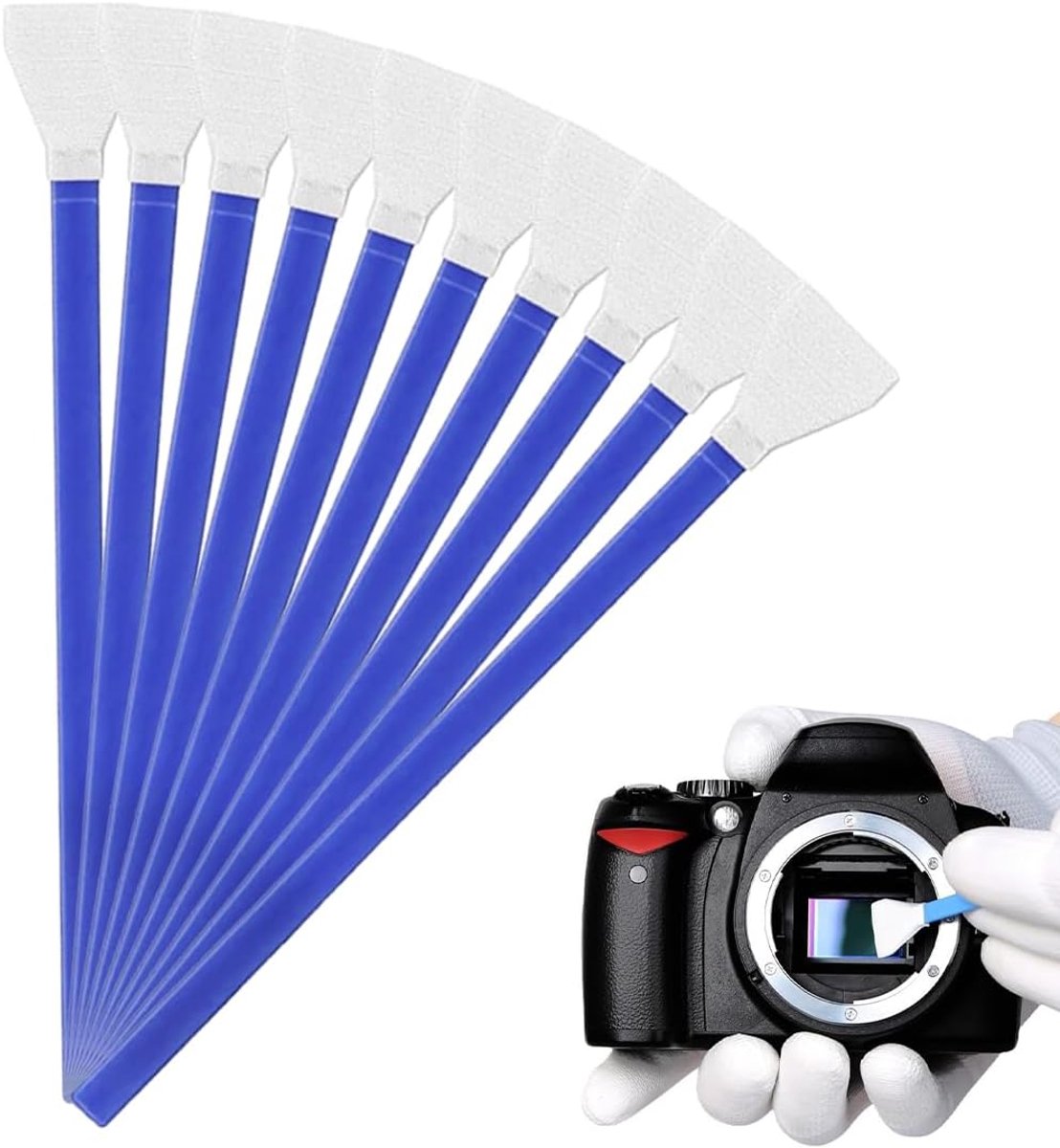 Reinigingsset Camera Sensor - Stofvrije Staven - Beeldkwaliteit Verbeteren - Vacuümverpakking - 10 Stuks - Wit