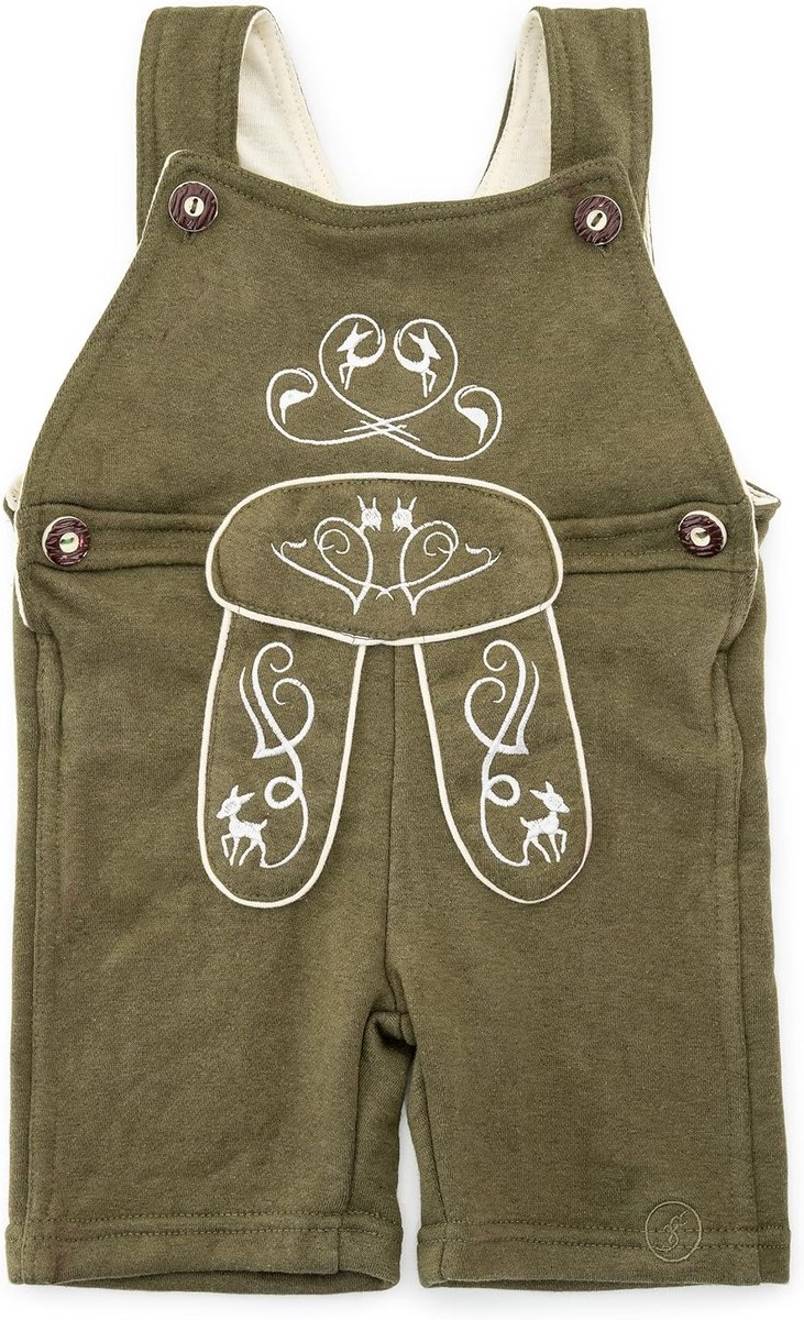 Klederdrachtbroek voor baby's, leren kinderbroek van terry-fleece met borduurwerk, romper, overall