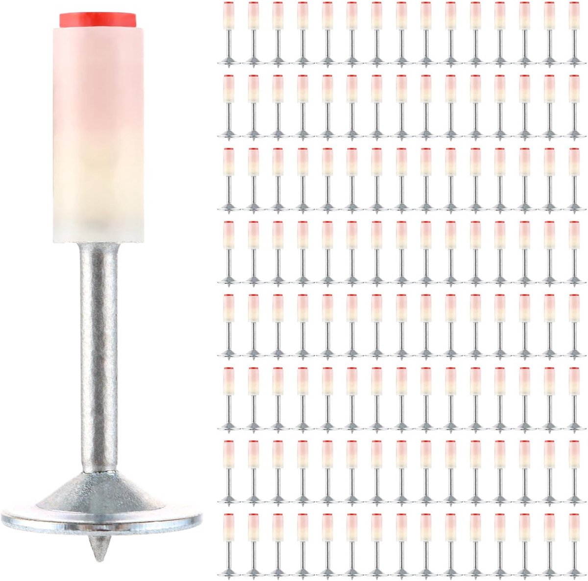 500 stuks stalen spijkers, ronde plaat 27 mm, gipsplaten | Stalen spijkers met ronde plaat; 500 stuks. ; 27 mm bouwvorm; 42 mm lengte; voor gipsplaten en plafondmontage