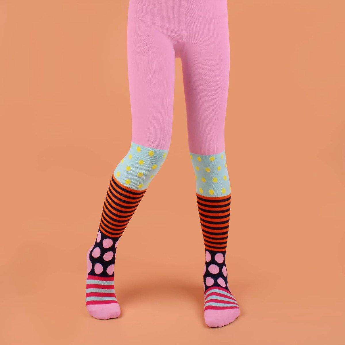 Kindertights 3-Piece Set - Versterkte Katoen - Opaque met Dots en Strepen - Ideaal voor dagelijks gebruik - SnelShoppen