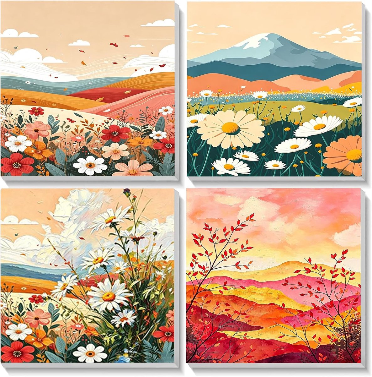 Schilderen op nummer hond 4 stuks - ingelijst canvas - met penselen en acrylverf - SnelShoppen