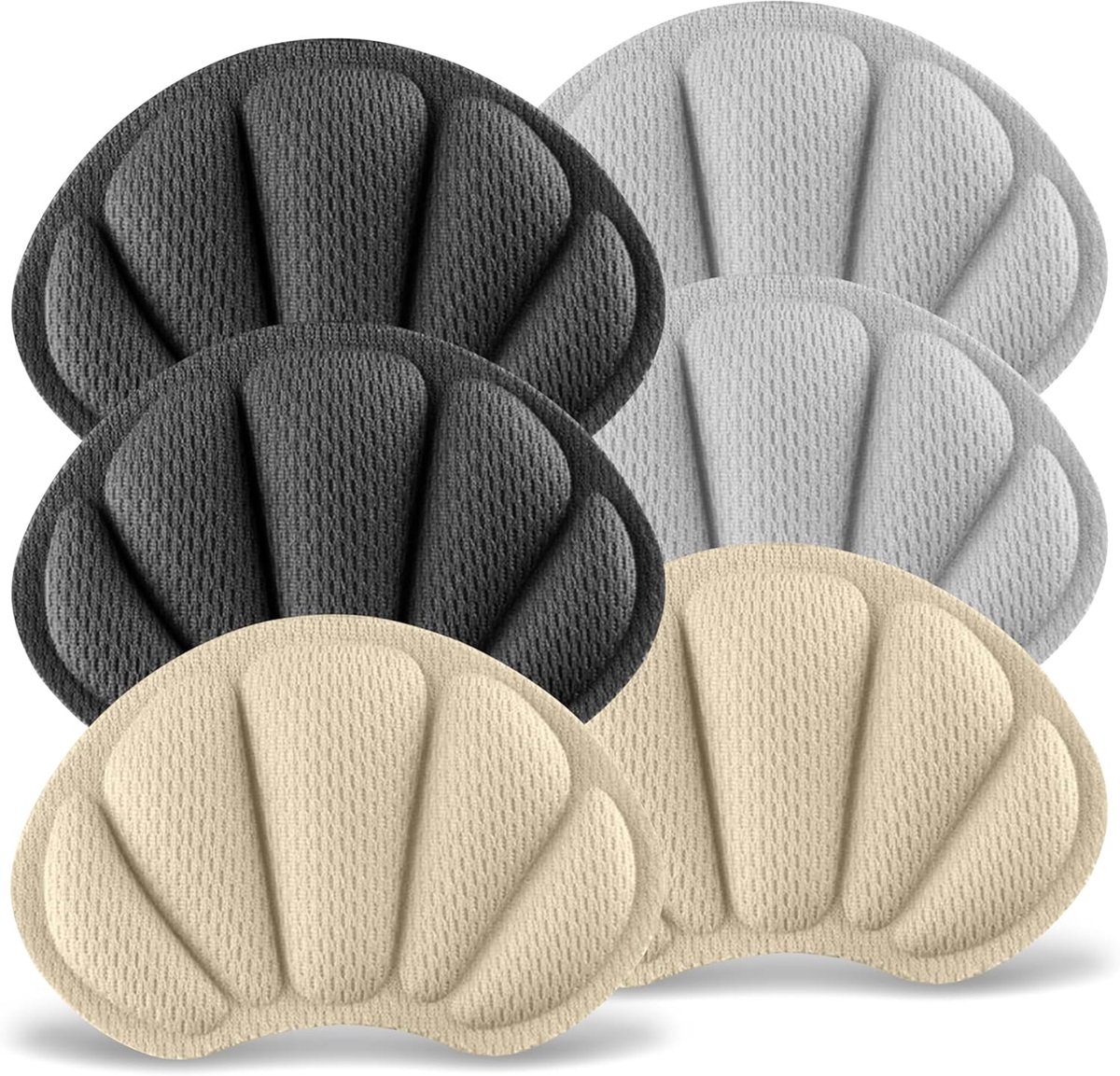 Hielkussentjes zelfklevend - 3 paar in zwart, grijs en huidskleur - zachte memory foam - SnelShoppen