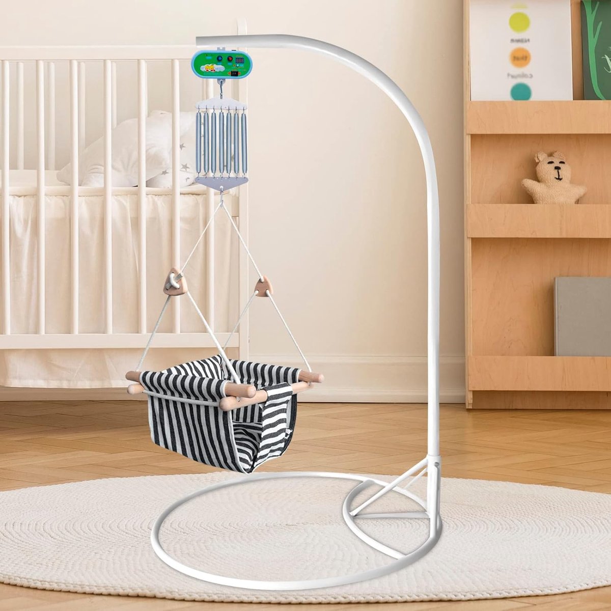 Babyschommel-bediening, hangende elektrische wiegbesturing met instelbare timer-schommelveer, tot 19 kg, voor babywieg en babyhangmat