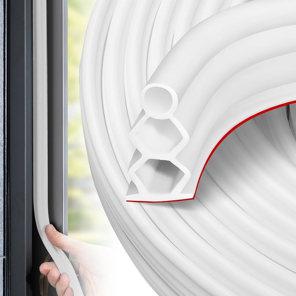 Afdichtingstape, flexibel, 10 mm x 18 mm, rubberen afdichting, deurkozijn, zelfklevend, waterdicht, afdichtingstape, voor ramen en deuren, afdichtingstape, afdichtingsrubber, 7 m (wit)