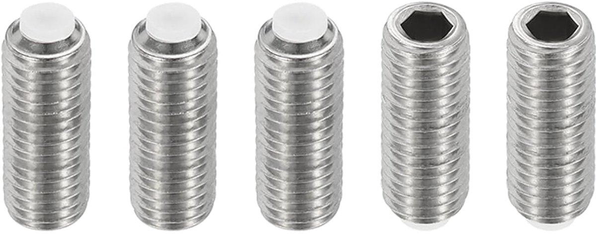 Schroeven zonder kop, nylon punt, M12 x 30 mm, 5 stuks roestvrij staal 304, metrisch, zeshoekige sokkel, kop, kop, antislip, set schroeven, interne zeskantschijf, hardware