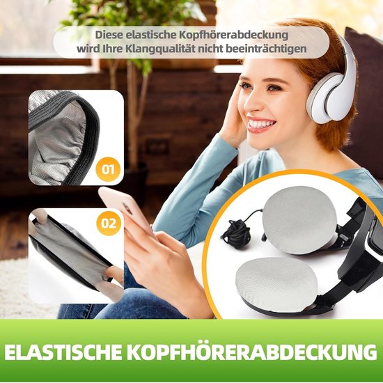 Set van 6 stretch-oortelefoonhoezen, gebreide beschermhoezen, anti-vuil, wasbare hoezen (grijs, 6-8 cm) — afbeelding 2