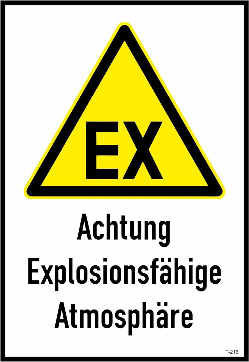 Explosiegevaar atmosfeer sticker 23 x 16 cm aanwijzingsteken sticker T-216