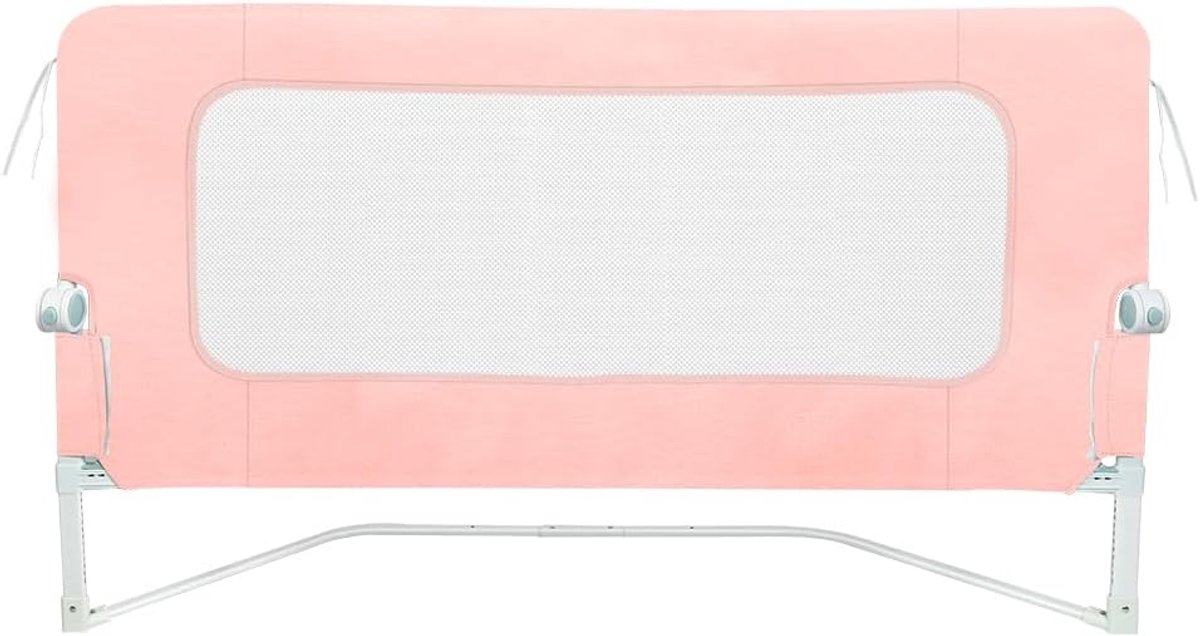 Homewell Bedhekje voor kinderen, opvouwbaar, draagbaar, bedrail, 200 x (66-80) cm, in hoogte verstelbaar, metalen frame, veiligheidsrooster voor kinderbed, stabiel en duurzaam (roze)