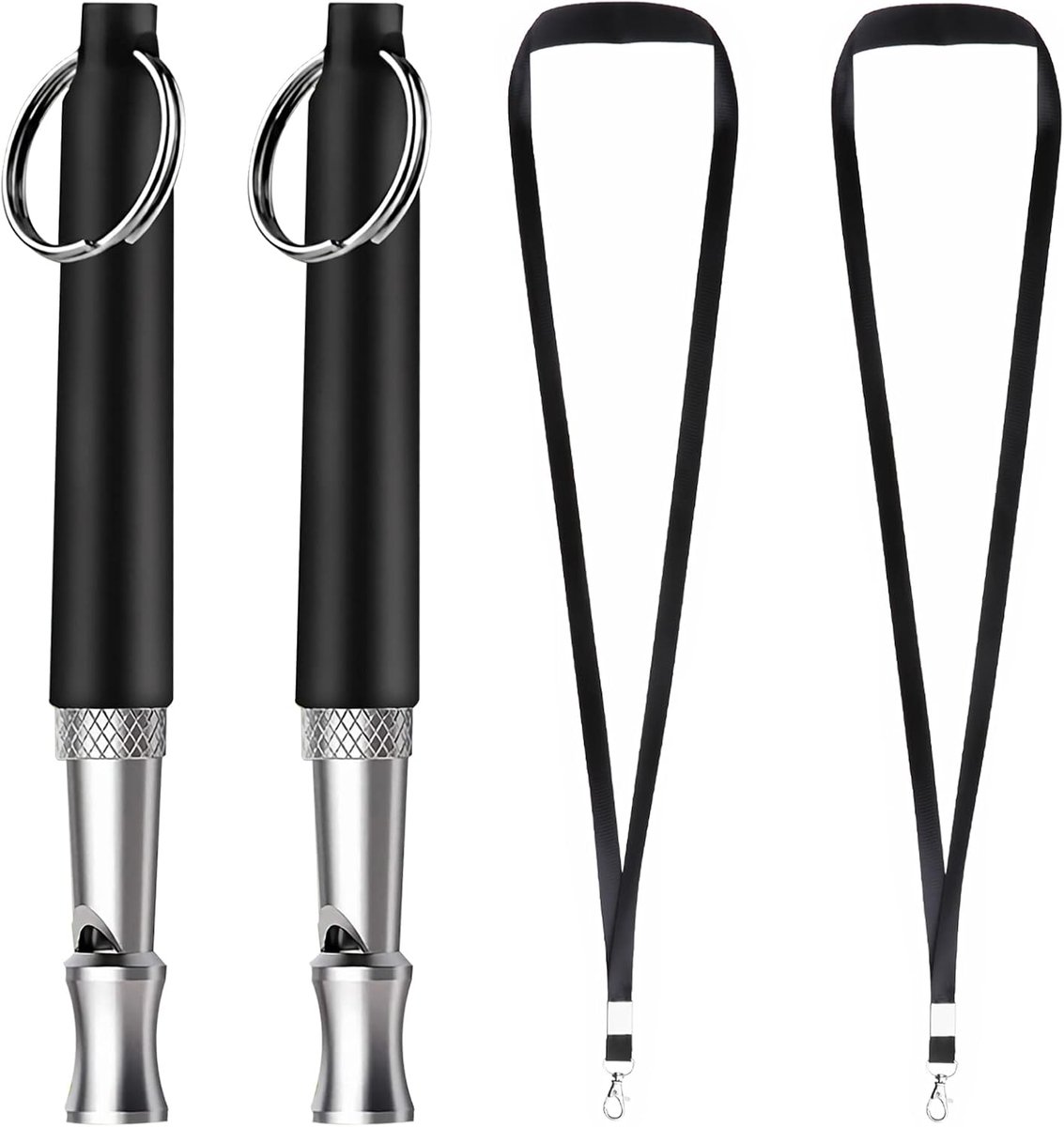 Hondenfluitjes, 2 stuks, met lanyard en instelbare frequenties voor hondentraining, terugroepen en stoppen met blaffen