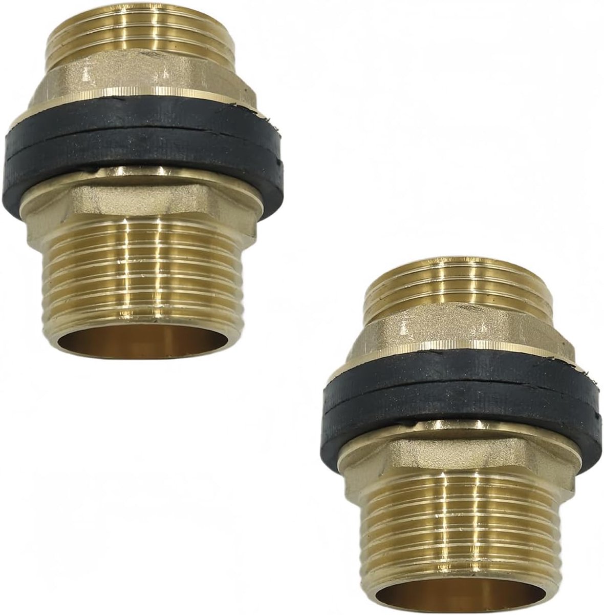 2PCS Messing Bulkhead Fitting, G1 inch mannelijke draad adapter connector met siliconen pakkingen voor water butts, aquaria, kuipen
