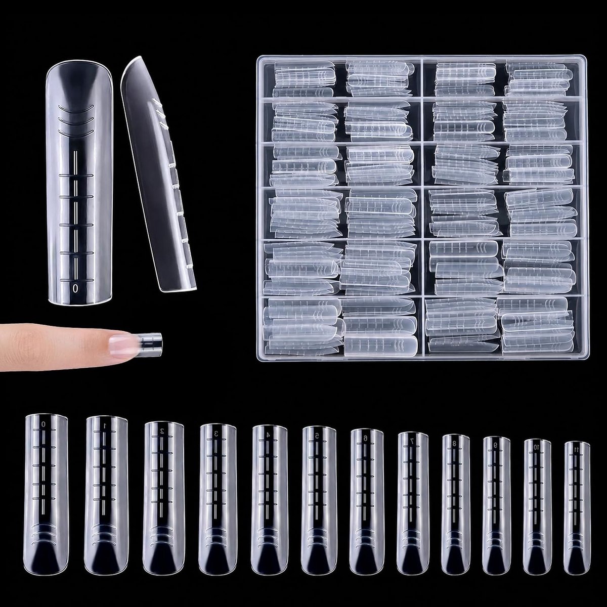 240 stuks kunstnagels systeem vorm acryl Cercueil systeem voor manicure voor nagels met schaal 12 maten