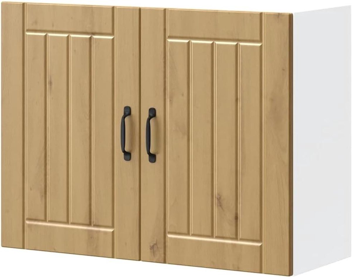 Keukenbovenkast - Muurkast Keukenkast - Keuken Organiseren - Glazen Deur - 80 x 31 x 60 cm - Eikenkleurig