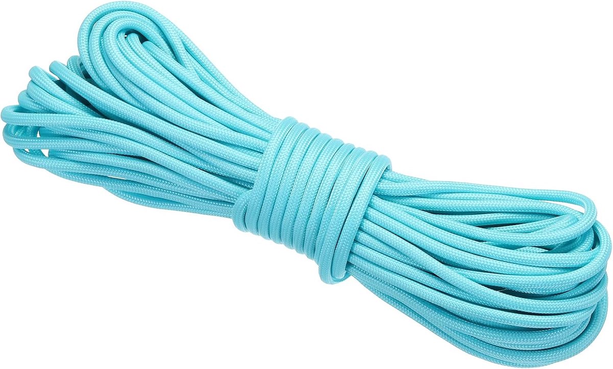 50 Voeten Reflecterende Guyline Camping Paracord, 4 mm Tent Cord Guyline Touw Nylon Paracord Touw voor Camping Tent Tarp Wandelen, Lichtblauw
