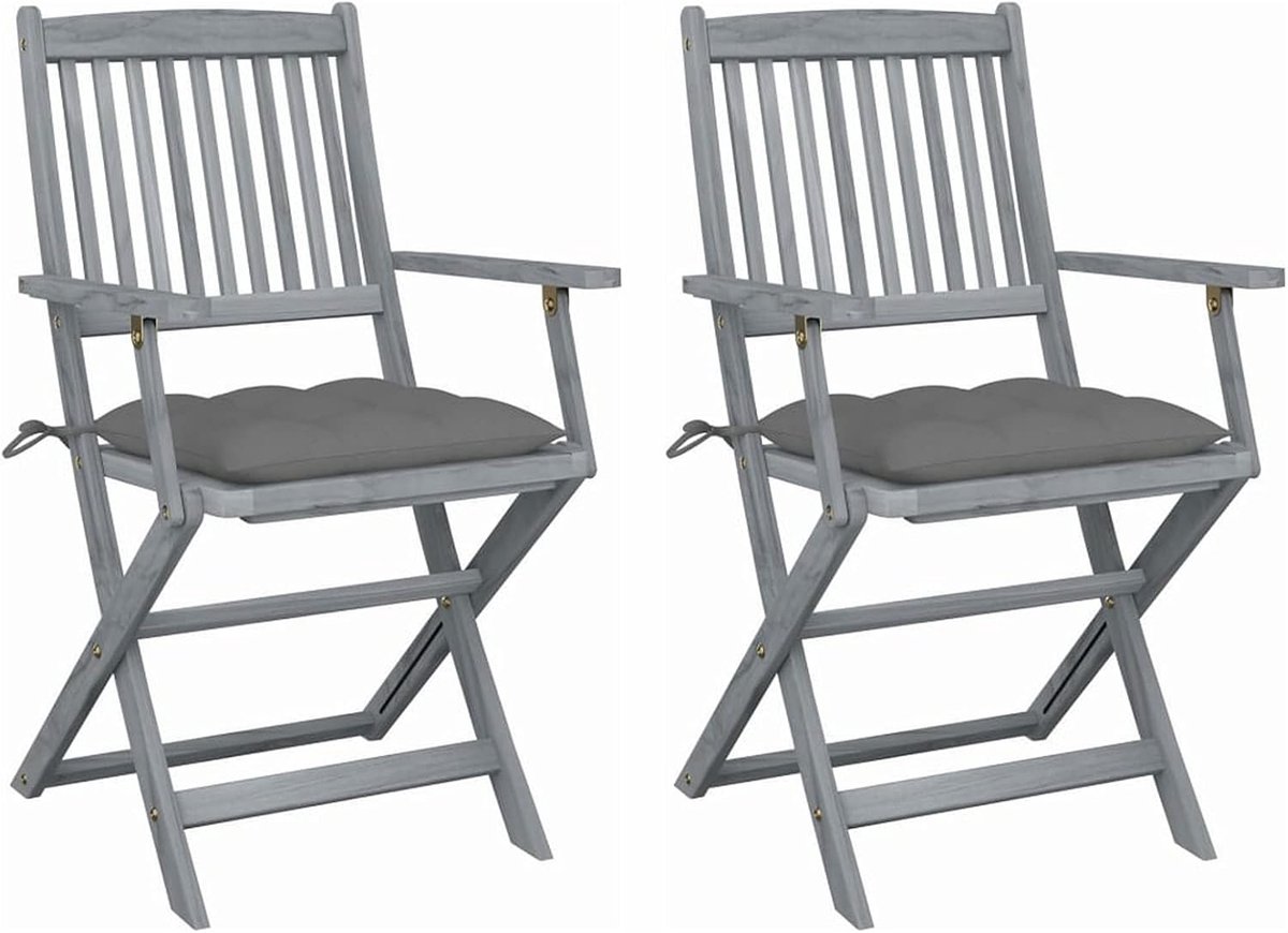 Inklapbare tuinstoelen, 2 stuks, met kussen, tuinstoelen, klapstoelen, tuinstoel, klapstoel, balkonstoel, balkonstoel, balkonstoelen, balkon, tuin, terras, massief hout, acacia