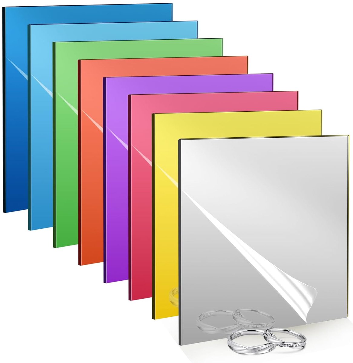 Kydex Acrylspiegel, acrylglas, plaat, acryl kunststof plaat voor buiten, 10 stuks, 30 x 30 cm, acrylplaat, 3 mm, vele kleuren, knutselen, modelbouw, doe-het-zelfborden, Kydex plaat voor