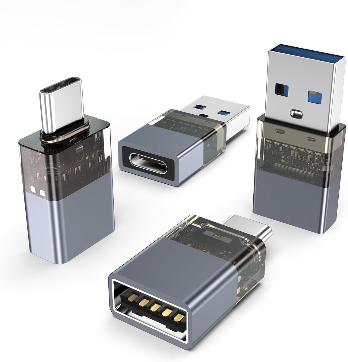 Adapter Voor iPhone 17 Serie USB Naar USB C Converter 4 Pack | Thunderbolt 4 OTG Type C Oplaad Connector voor iPhone 16 15 14 Plus Pro Max, MacBook Air M1-M5, iPad Pro M5 2026, iPad Air 4